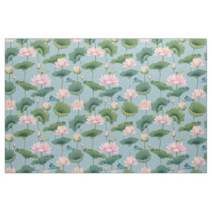Tecido Chinoiserie style lotus e dragonfly