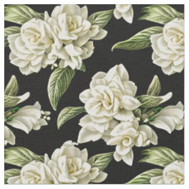 Tecido Chique - Gardenias brancas sobre fundo escuro