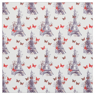 Tecido Chique parisiense do roxo da torre Eiffel