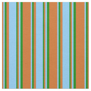 Tecido Chocolate, Azul Claro e Padrão Verde