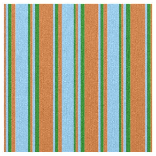 Tecido Chocolate, Azul Claro e Padrão Verde (Detalhe)