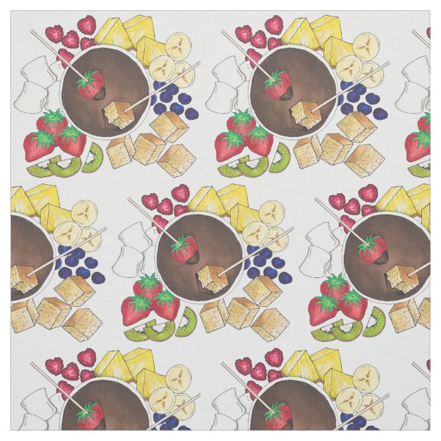 Tecido Chocolate Fondue Fruta Marshmallow Dessert (Modelo)