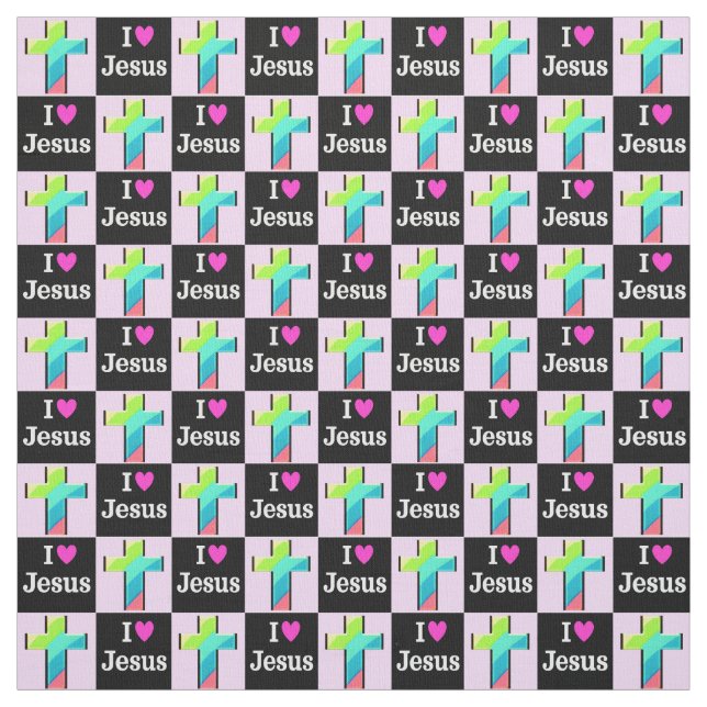 TECIDO CHRISTIAN RAINBOW CROSS EU AMO JESUS (Modelo)