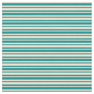 Tecido Ciano Escuro e bege - Striped/Links Padrão