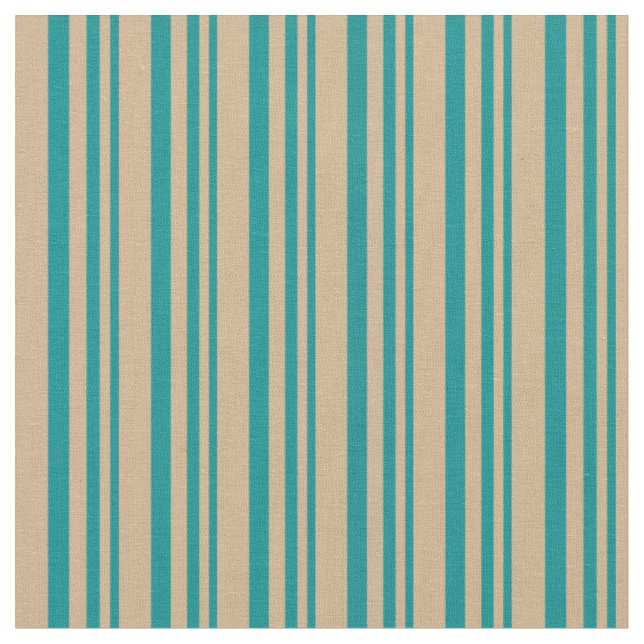 Tecido Ciano Escuro e Padrões de Tan Striped/Links (Detalhe)