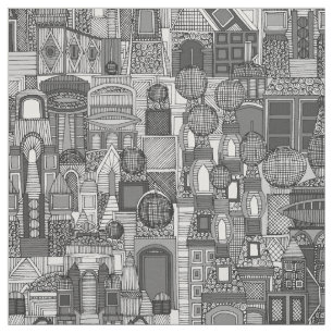 Tecido cidade espacial vermelha