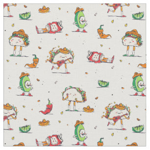 Tecido cinco de mayo tacos kawaii mexicano