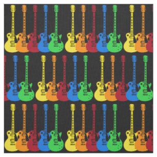 Tecido Cinco Guitarras Elétricas Coloridas