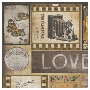 Tecido Cinema retrô de vintage, filme marrom, grunge, pi