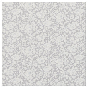 Tecido Cinza bonito E Floral Branco