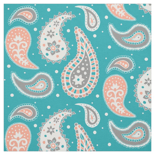 Tecido Cinza coral da cerceta do teste padrão de Paisley (Modelo)