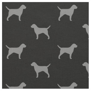 Tecido Cinza de Borda Terrier Silhouettes e Preto
