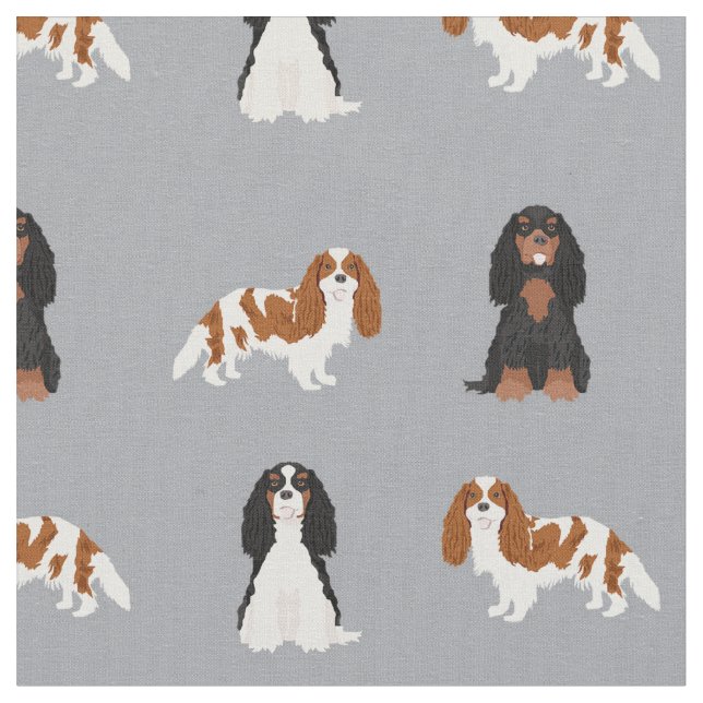 Tecido cinza de Cavalier kspaniel dogs (Detalhe)