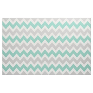 Tecido Cinza e Aqua Modern Chevron em Grande Escala