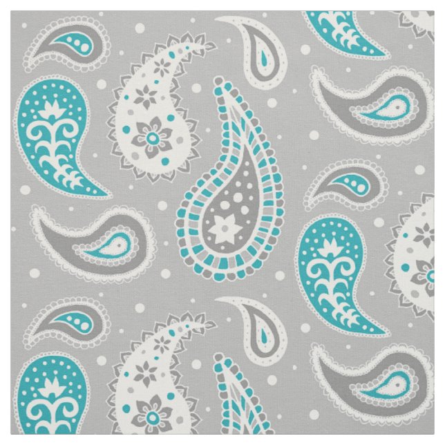 Tecido Cinza e cerceta do teste padrão de Paisley (Modelo)