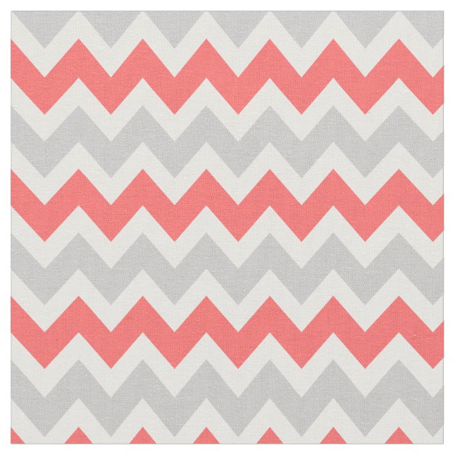 Tecido Cinza e Coral Modern Chevron (Detalhe)