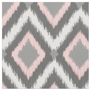 Tecido Cinza e Ikat Chevron Tribal Rosa