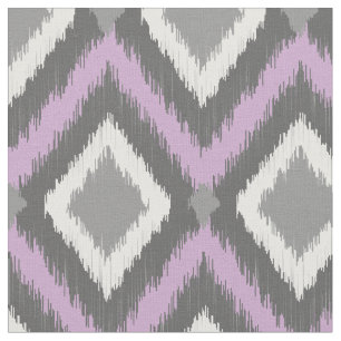Tecido Cinza e Tribal Roxo Ikat Chevron