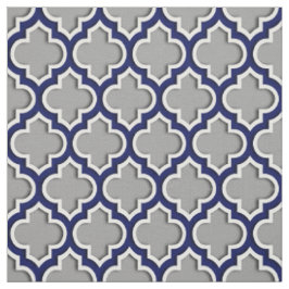 Tecido Cinza Escura, Quatrefoil Azul-Marinho Marroquino #