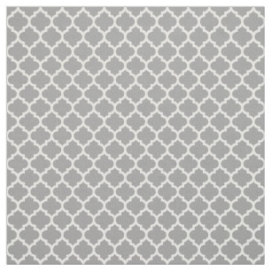 Tecido Cinza Escura, Quatrefoil Branco Marroquino #5 Sz3