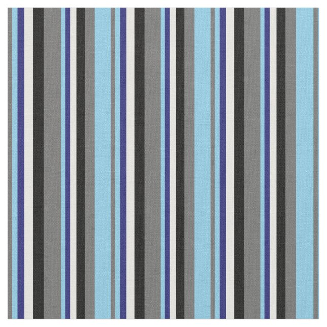Tecido Cinza Escuro, Azul Céu, Azul-Noite, Branco e Preto (Detalhe)