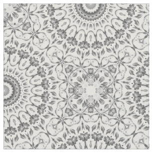 Tecido Cinza Floral do Padrão Mandala