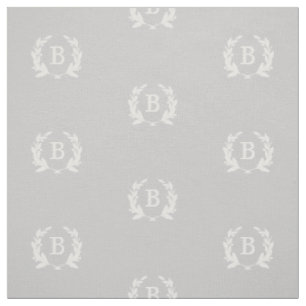 Tecido Cinza Laurel Wreath Monograma