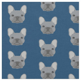 Tecido Cinza - O Bulldog Francês Face Marinho Azul