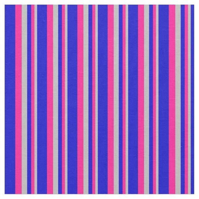 Tecido Cinza, Pink Profundo e Padrão de Stripes Azuis (Detalhe)