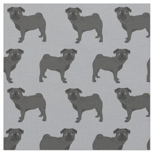 Tecido cinza preta de cão Pug