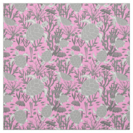 Tecido Cinza rosa com padrão de tartaruga marinha