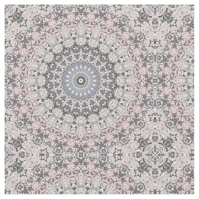 Tecido Cinza rosa e padrão branco de Mandala (Detalhe)
