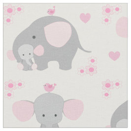Tecido Cinza Rosa-Elefante Safari Menina Animal Nurserari