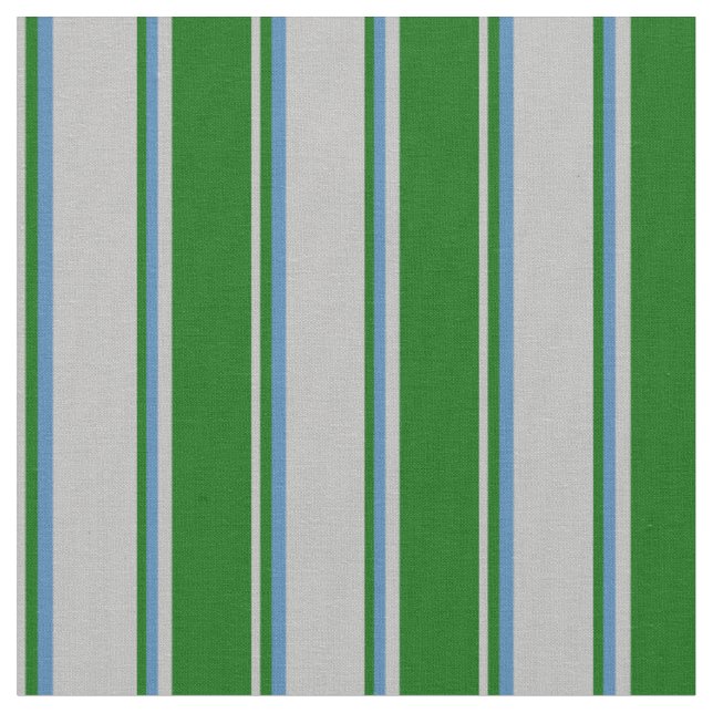 Tecido Cinza, verde escuro e padrão colorido azul (Detalhe)