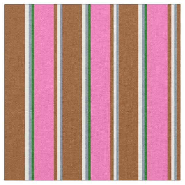 Tecido Cinzas, Creme De Casa, Castanho, Rosa Quente E Ver (Detalhe)