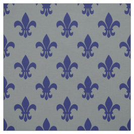 Tecido Cinzas De Carvão, Marinho Azul Fleur De Lis Padrão