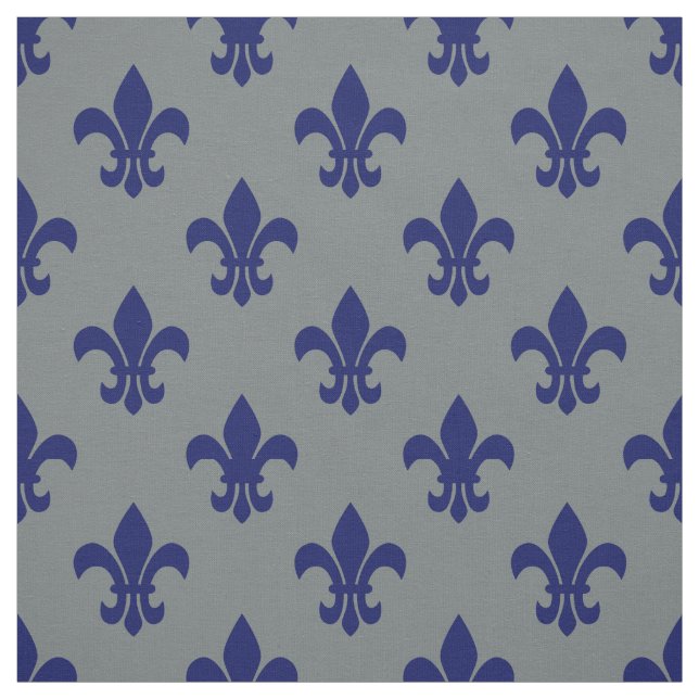 Tecido Cinzas De Carvão, Marinho Azul Fleur De Lis Padrão (Modelo)