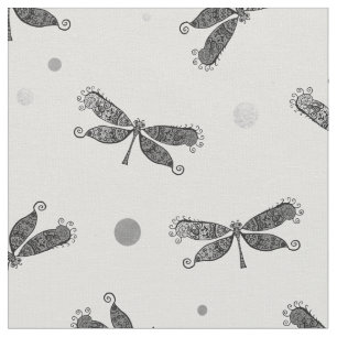 Tecido Cinzas de Prata Chic e Dragonfly Branca