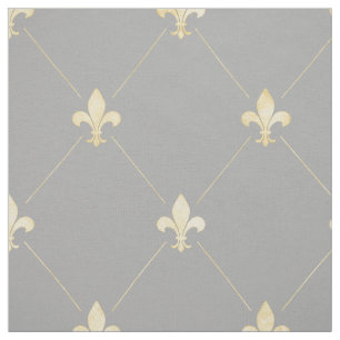 Tecido Cinzas Douradas pálidas Fleur-de-Lis (grande escal