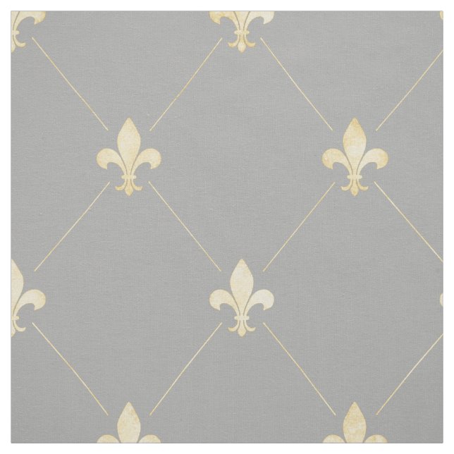 Tecido Cinzas Douradas pálidas Fleur-de-Lis (grande escal (Modelo)