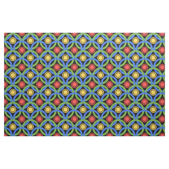 Tecido Círculo, colorido, anéis arco-íris, pontos a preto (Fat Quarter)