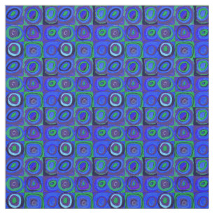 Tecido Círculo Quadrado do Kandinsky Farbstudie Blue Quad