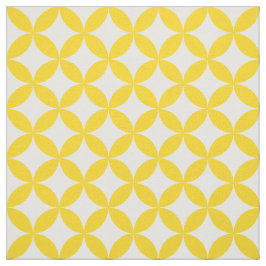 Tecido Círculos e teste padrão brancos amarelos dos