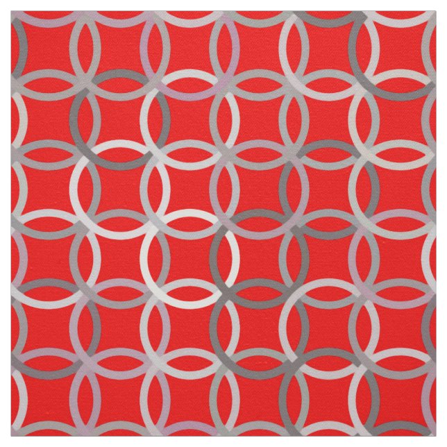 Tecido Círculos modernos do meio século, vermelho escuro (Modelo)