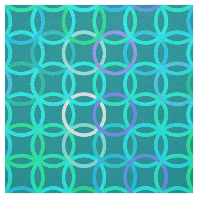 Tecido Círculos modernos do século médio, turquesa e aqua (Modelo)