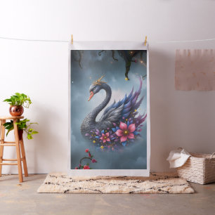 Tecido Cisne Lua Coroada – Guardião do Lago Silencioso.