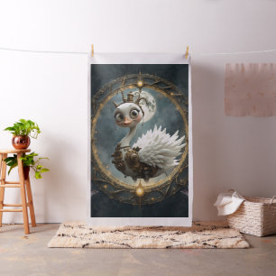 Tecido Cisne Mecânico ao Luar – Guardião de Sonhos Curios