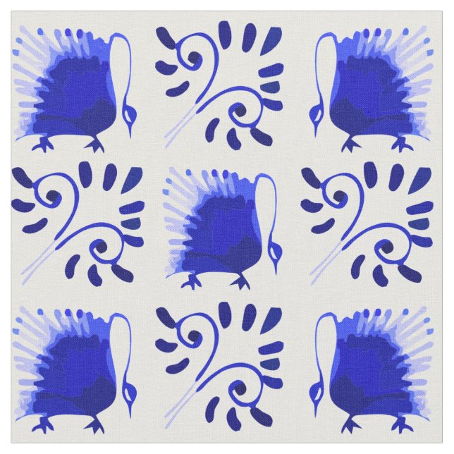 Tecido Cisnes Azuis Vitorianas William Morris Pattern Vin (Detalhe)