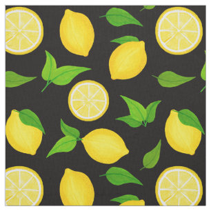 Tecido Citrus Yellow Lemons Green deixa preto
