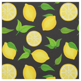 Tecido Citrus Yellow Lemons Green deixa preto